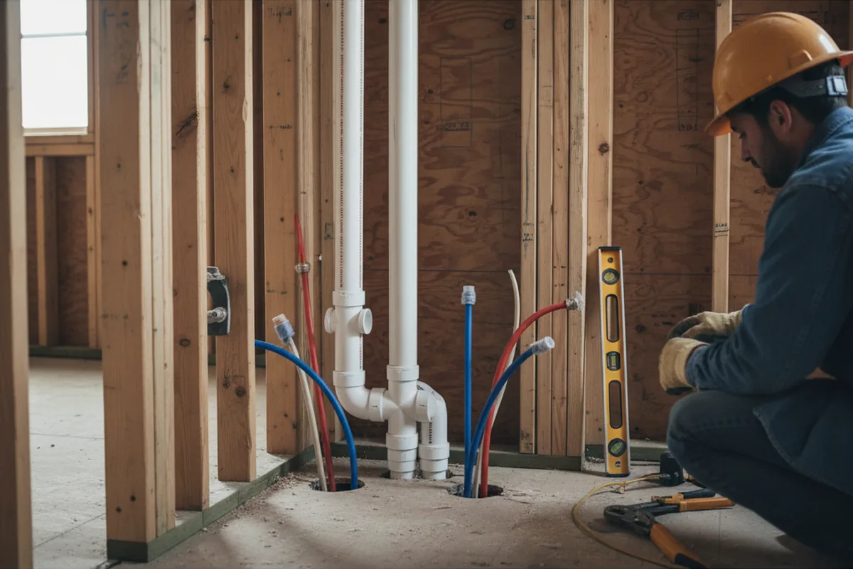 Drain and supply rough-in during Drain Cleaning in Stanton